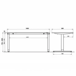 Germania Schreibtisch GW-Agenda II - (elektrisch höhenverstellbar) - Lichtgrau - Breite: 160 cm -Möbel Verkäufe 2024 1000210653 200408 14223200110 SKETCH DETAILS P000000001000210653 sketch