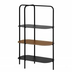 Red Living Regal Laukaa - Stahl / Echtholzfurnier - Schwarz / Walnuss