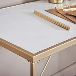 Jahnke Schreibtisch Glam Desk - Stahl - Marmor Weiß Dekor / Gold -Möbel Verkäufe 2024 1000210992 200417 14134900027 DETAILS P000000001000210992