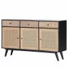 Red Living Sideboard Lexham - Mango massiv / Rattan - Mango / Mango Schwarz