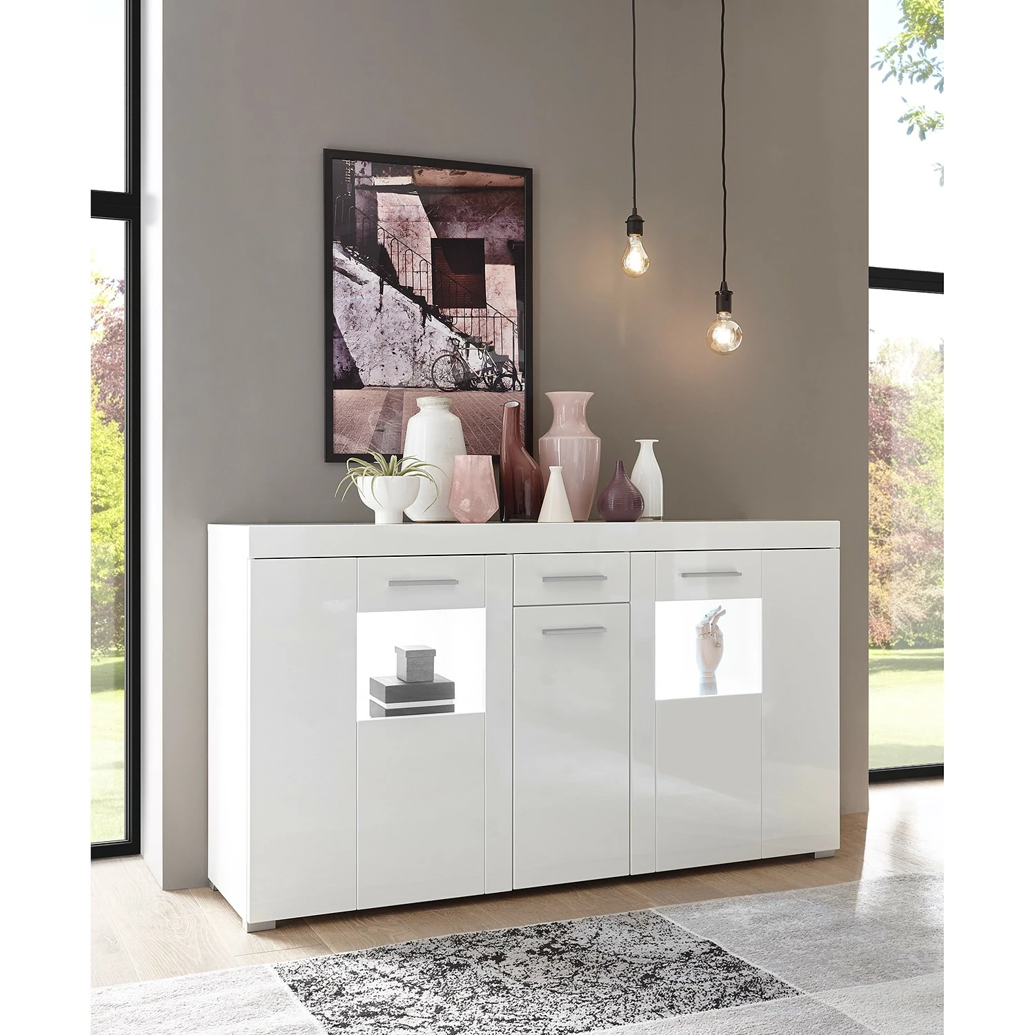 Loftscape Sideboard Cely - Hochglanz Weiß / Matt Weiß 4 Loftscape Sideboard Cely - Hochglanz Weiß / Matt Weiß – Bild 2