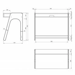 Temahome Schreibtisch Aura - Eiche teilmassiv - Matt Weiß / Eiche -Möbel Verkäufe 2024 1000214008 200527 06041500007 SKETCH DETAILS P000000001000214008 sketch
