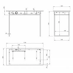 Temahome Schreibtisch Bristol - Eiche teilmassiv / Metall - Eiche / Weiß -Möbel Verkäufe 2024 1000214020 200527 06045400050 SKETCH DETAILS P000000001000214020 sketch