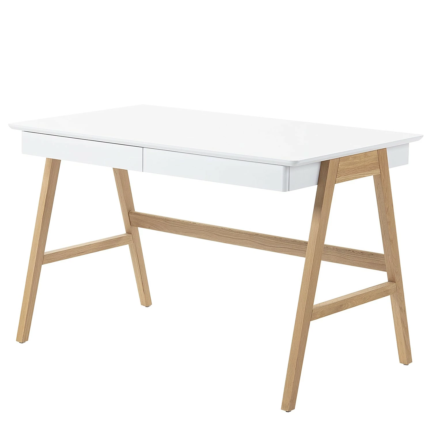 Furnitive Schreibtisch Nilos - Eiche teilmassiv - Weiß / Eiche 3 Furnitive Schreibtisch Nilos - Eiche teilmassiv - Weiß / Eiche