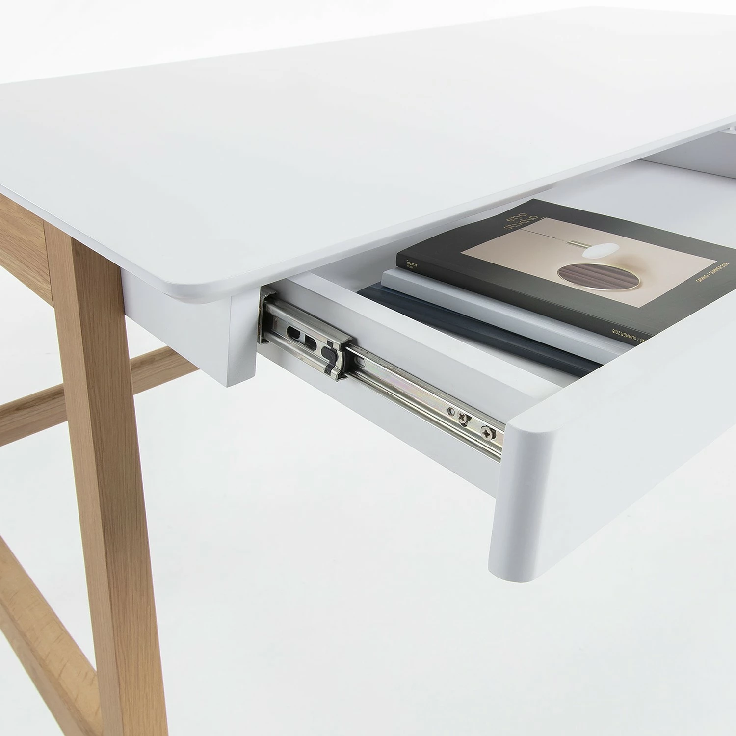 Furnitive Schreibtisch Nilos - Eiche teilmassiv - Weiß / Eiche 7 Furnitive Schreibtisch Nilos - Eiche teilmassiv - Weiß / Eiche – Bild 5