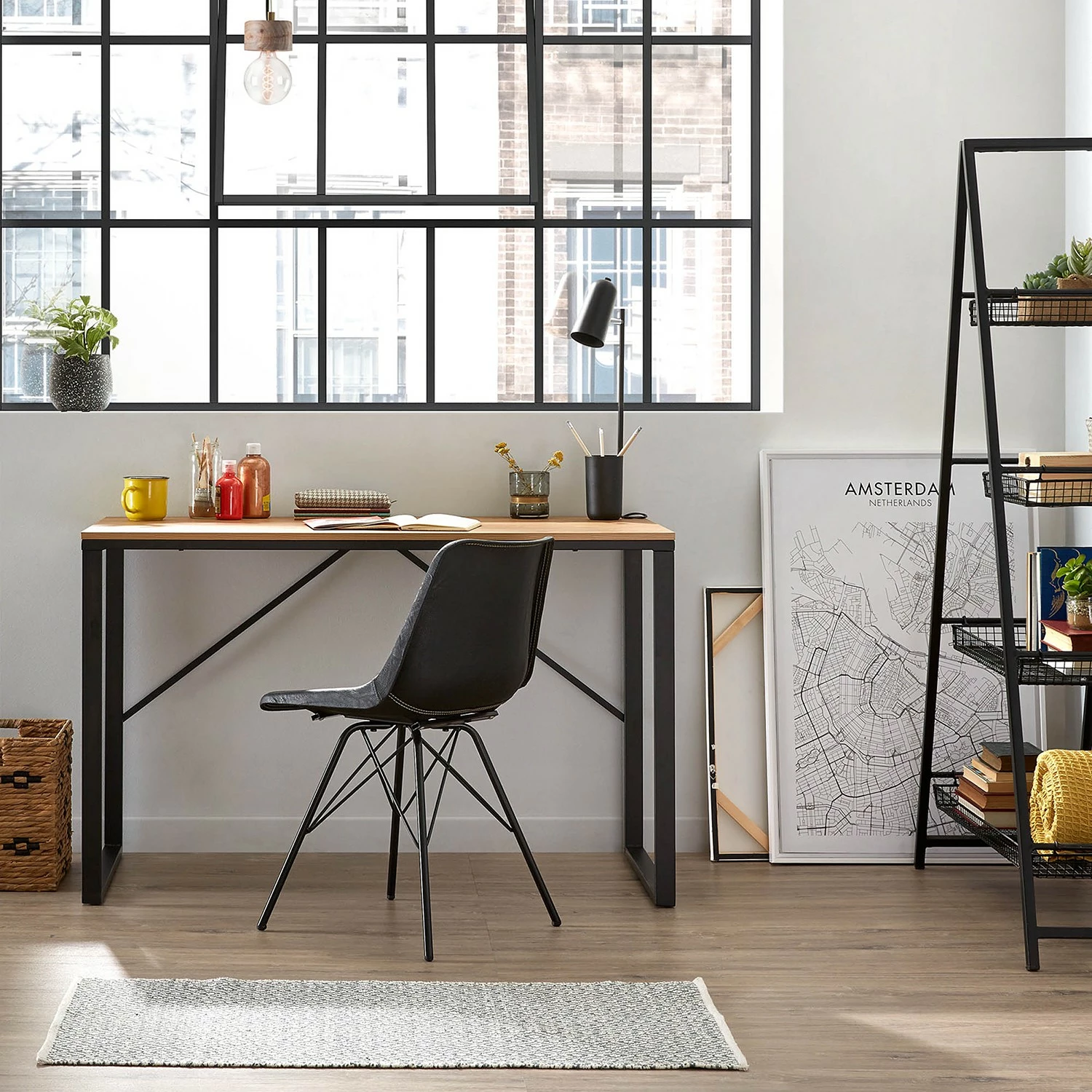 Furnitive Schreibtisch Tafton - Metall - Naturholz Dekor / Schwarz 4 Furnitive Schreibtisch Tafton - Metall - Naturholz Dekor / Schwarz – Bild 2