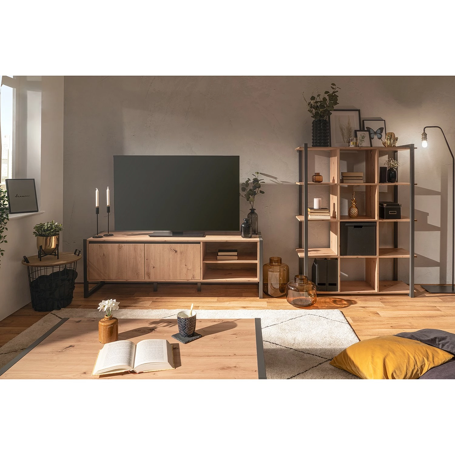 Red Living Regal Denville - Eiche Artisan Dekor / Anthrazit 4 Red Living Regal Denville - Eiche Artisan Dekor / Anthrazit – Bild 2