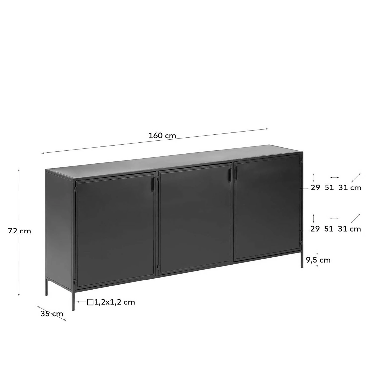 Red Living Sideboard Exford - Metall - Schwarz 10 Red Living Sideboard Exford - Metall - Schwarz – Bild 8
