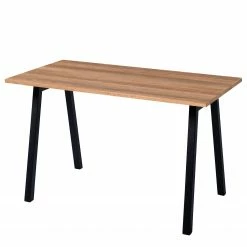 Furnitive Schreibtisch Lubok - Metall - Eiche Dunkel Dekor / Schwarz