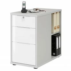 Maja Möbel Container eDJUST III - Platingrau / Weiß Spiegelglanz -Möbel Verkäufe 2024 1000220607 200824 06315700129 DETAILS P000000001000220607