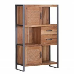 Ars manufacti Highboard Leyma - Rattan / Akazie massiv - Akazie / Anthrazit
