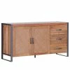 Ars manufacti Sideboard Leyma - Rattan / Akazie massiv - Akazie / Anthrazit