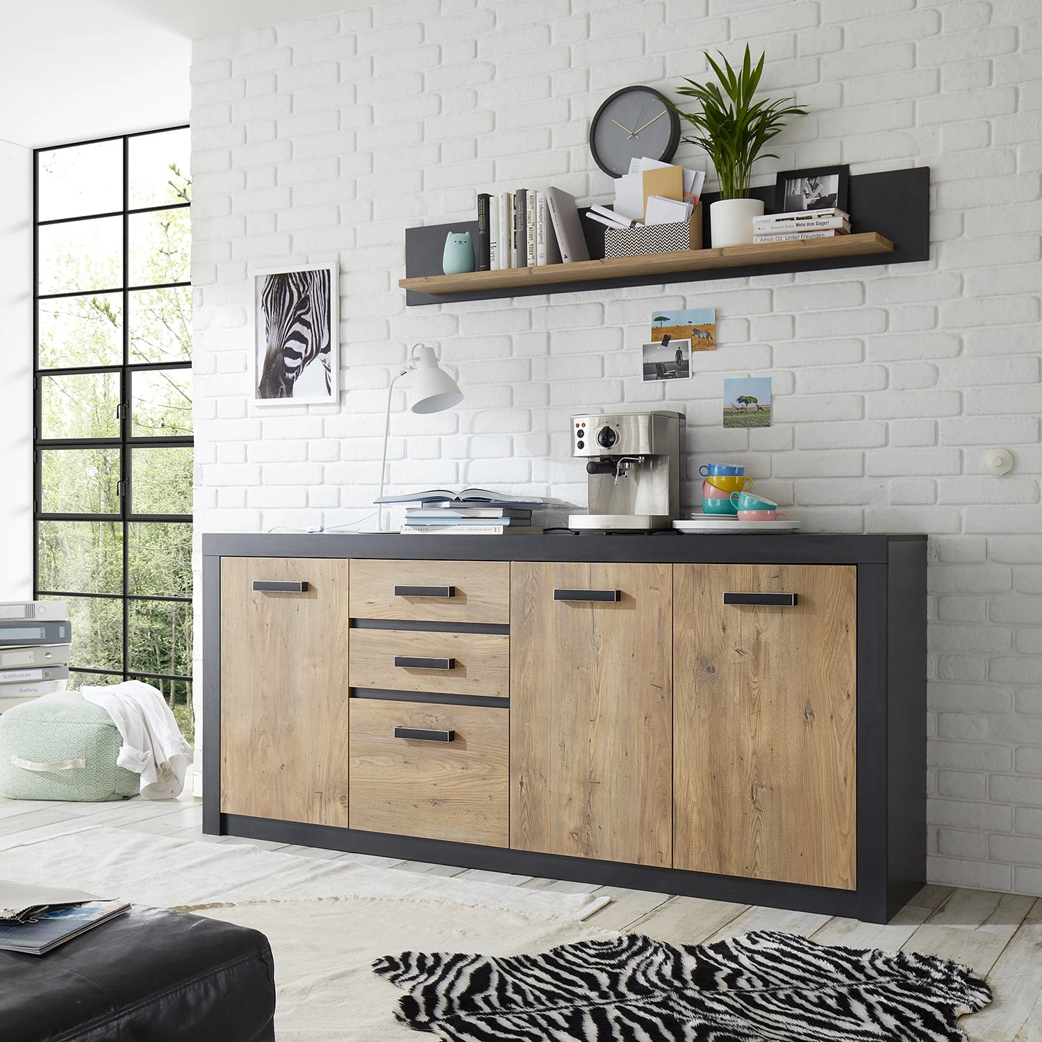 Red Living Sideboard Bozel II - Kastanie Dekor / Grau 4 Red Living Sideboard Bozel II - Kastanie Dekor / Grau – Bild 2