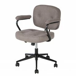 Furnitive Bürostuhl Orlu I - Microfaser / Eisen - Vintage Taupe / Schwarz