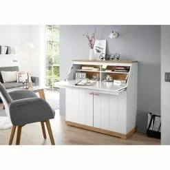 Furnitive Sekretär Whiteoak - MDF / Eiche Furnier - Weiß / Eiche -Möbel Verkäufe 2024 1000232377 210323 08071900012 DETAILS P000000001000232377