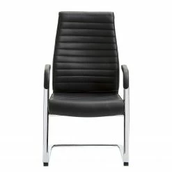 Mayer Sitzmöbel Freischwinger myDELUXE ll - Leder & Kunstleder / Chrom - Schwarz