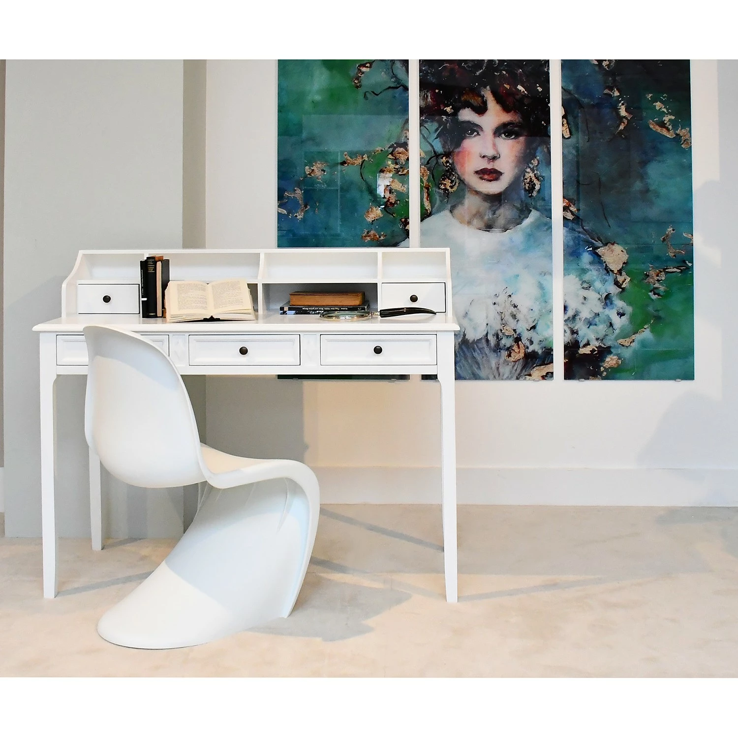 Velvet Studio Sekretär Chambly - Weiß / Schwarz 4 Velvet Studio Sekretär Chambly - Weiß / Schwarz – Bild 2