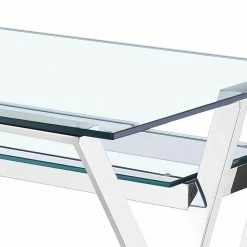 Velvet Studio Schreibtisch Genay - Sicherheitsglas / Edelstahl - Glasklar / Silber -Möbel Verkäufe 2024 1000241600 210121 14214100048 DETAILS P000000001000241600