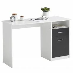 Furnitive Schreibtisch Cossey - Weiß / Schwarz