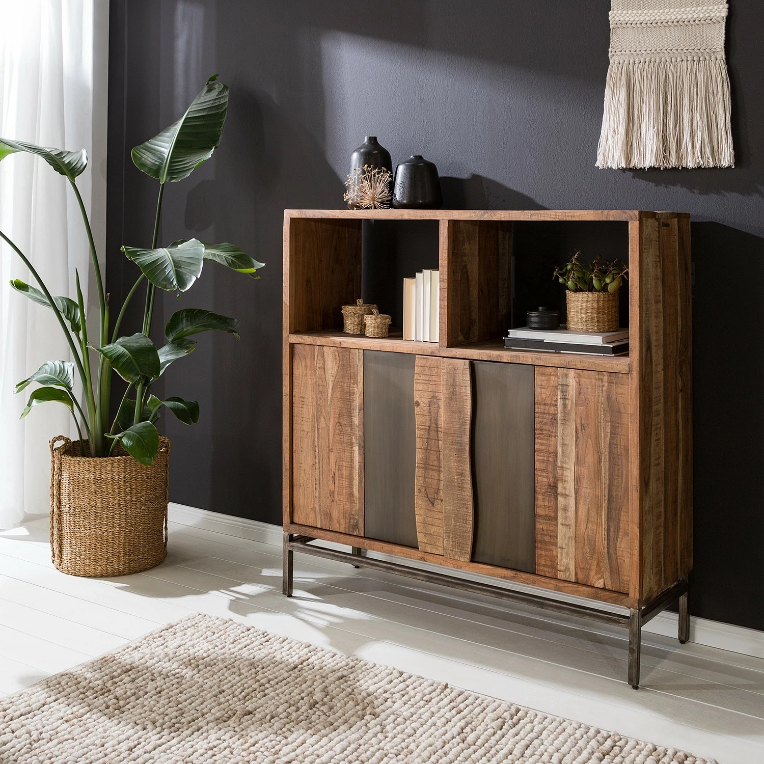 Ars manufacti Büroschrank Domme - Akazie massiv / Eisen - Akazie / Anthrazit 4 Ars manufacti Büroschrank Domme - Akazie massiv / Eisen - Akazie / Anthrazit – Bild 2