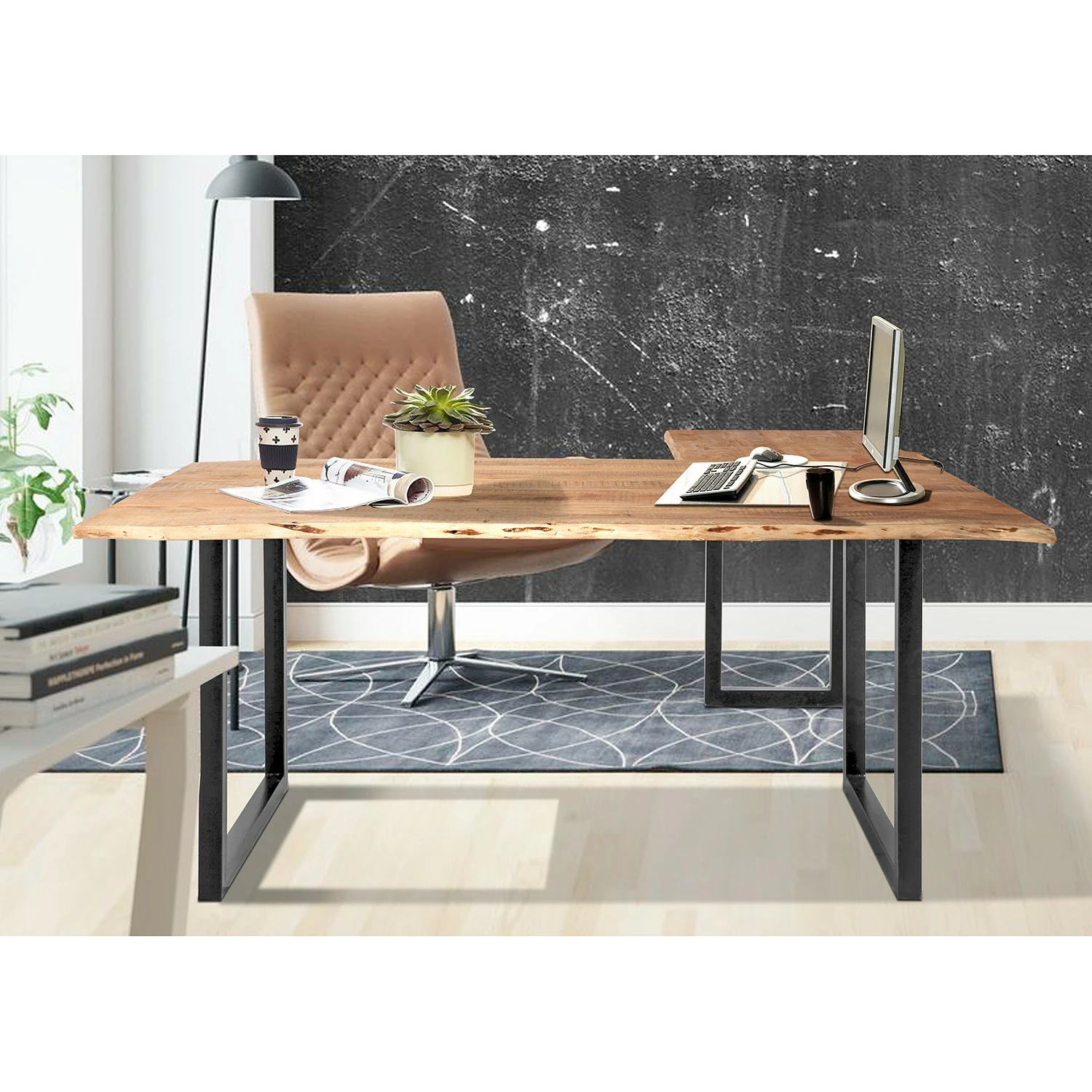 Ars manufacti Eckschreibtisch Domme - Akazie massiv / Eisen - Akazie / Anthrazit 5 Ars manufacti Eckschreibtisch Domme - Akazie massiv / Eisen - Akazie / Anthrazit – Bild 3