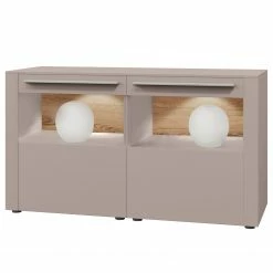 GWINNER Sideboard Bellano IV - Echtholzfurnier - Matt Fango / Balkeneiche - Mit Beleuchtung