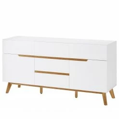 Mørteens Sideboard Tenabo II - Eiche teilmassiv - Weiß / Eiche