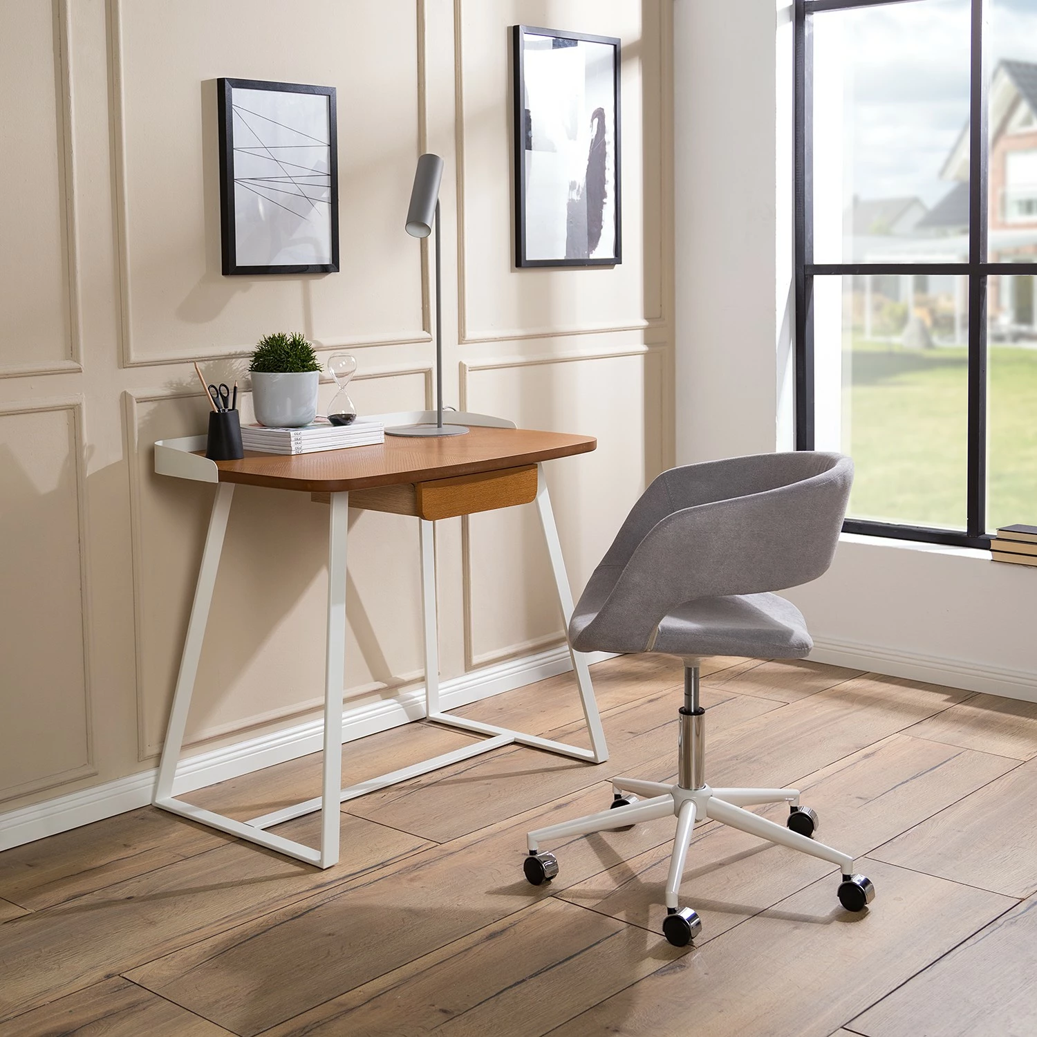 Fredriks Schreibtisch Azua - Eiche Dekor / Weiß 4 Fredriks Schreibtisch Azua - Eiche Dekor / Weiß – Bild 2