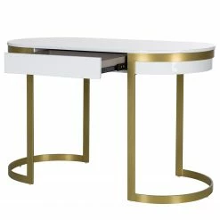 Jack & Alice Schreibtisch Cayo - Hochglanz Weiß / Gold -Möbel Verkäufe 2024 1000256402 220331 030 DETAILS P000000001000256402