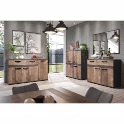 Trendteam Sideboard Stripe - Altholz Dekor / Grau -Möbel Verkäufe 2024 1000256951 210831 16214900017 MOOD DETAILS P000000001000256951 mood