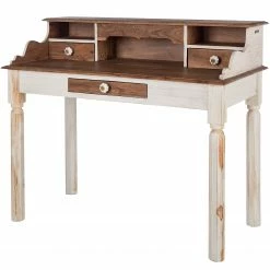 Wolf-Möbel Sekretär Maison - Akazie massiv - Akazie Stone / Antik Weiß