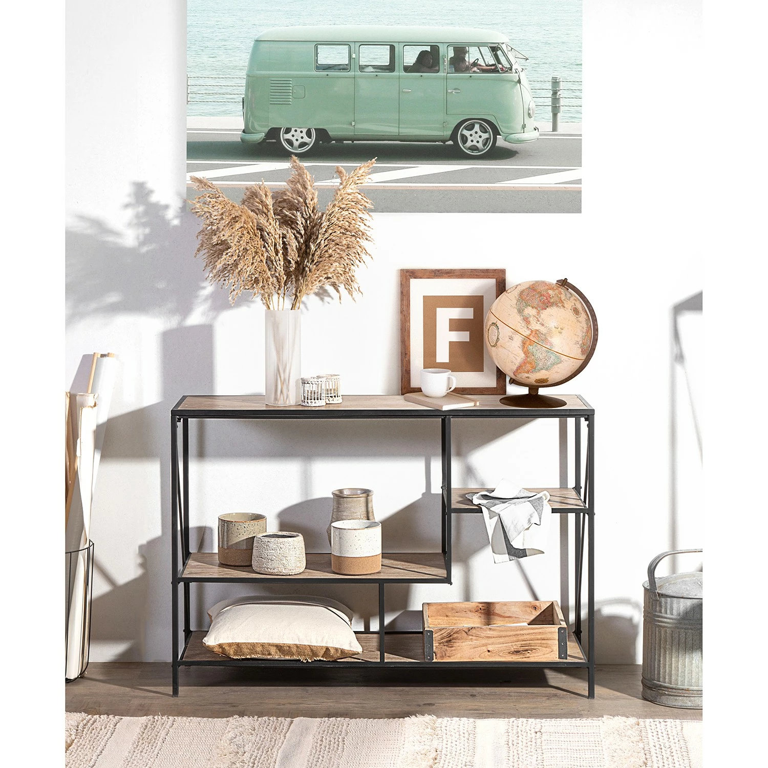 Red Living Regal Cap Cana I - Echtholzfurnier / Metall - Spießtanne / Schwarz 4 Red Living Regal Cap Cana I - Echtholzfurnier / Metall - Spießtanne / Schwarz – Bild 2