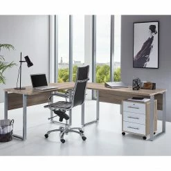 Furnitive Büroset Avin (2-teilig) - Eiche Sonoma Dekor / Weiß