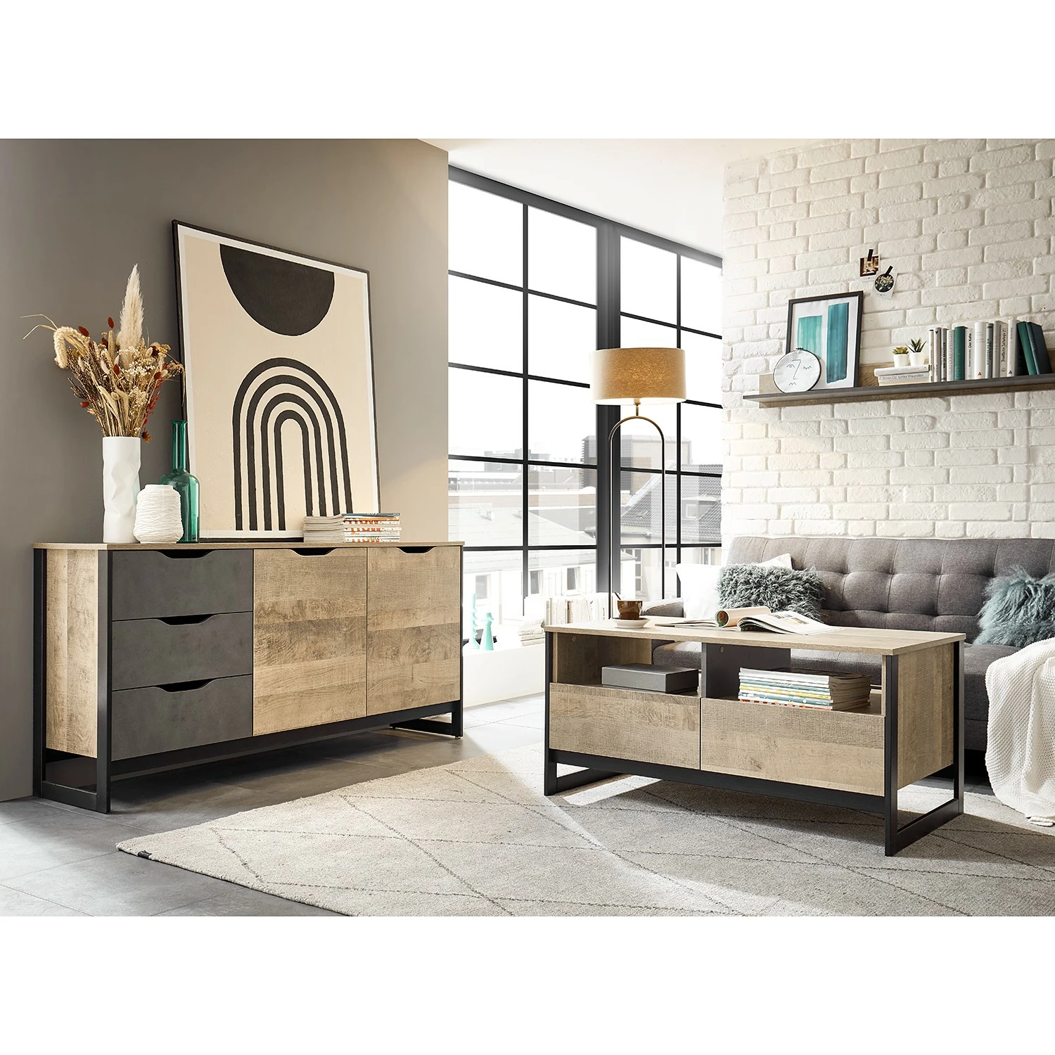 Red Living Sideboard Cocody II - Eiche Montana Dekor / Grau 5 Red Living Sideboard Cocody II - Eiche Montana Dekor / Grau – Bild 3