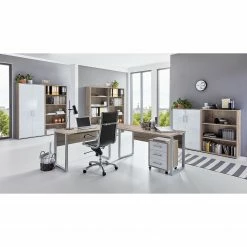 Furnitive Büroset Avin IV (8-teilig) - Eiche Sonoma Dekor / Weiß