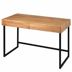 Red Living Schreibtisch Verlines - Wildeiche massiv / Metall - Wildeiche / Schwarz