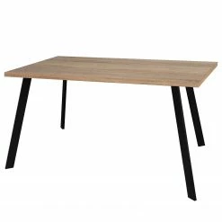 Furnitive Schreibtisch Unieux II - Eiche Sägerau Dekor - Breite: 140 cm - Schwarz