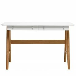 Norrwood Schreibtisch Evan - Eiche Furnier - Weiß / Eiche