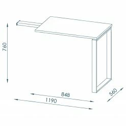 Maja Möbel Schreibtisch-Ansatz YOLO - Eiche Dekor / Chrom -Möbel Verkäufe 2024 1000268983 210610 16244700002 SKETCH DETAILS P000000001000268983 sketch