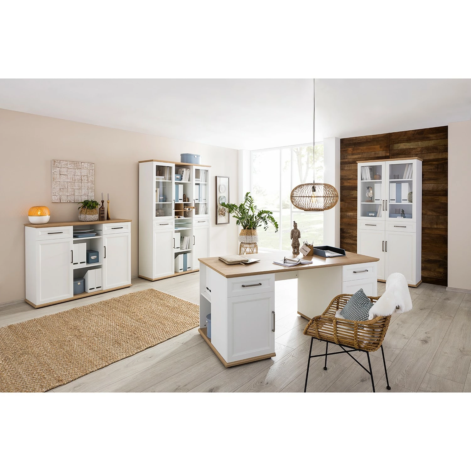 Maja Möbel Aktenschrank VILLO II - Weiß / Asteiche Dekor 4 Maja Möbel Aktenschrank VILLO II - Weiß / Asteiche Dekor – Bild 2