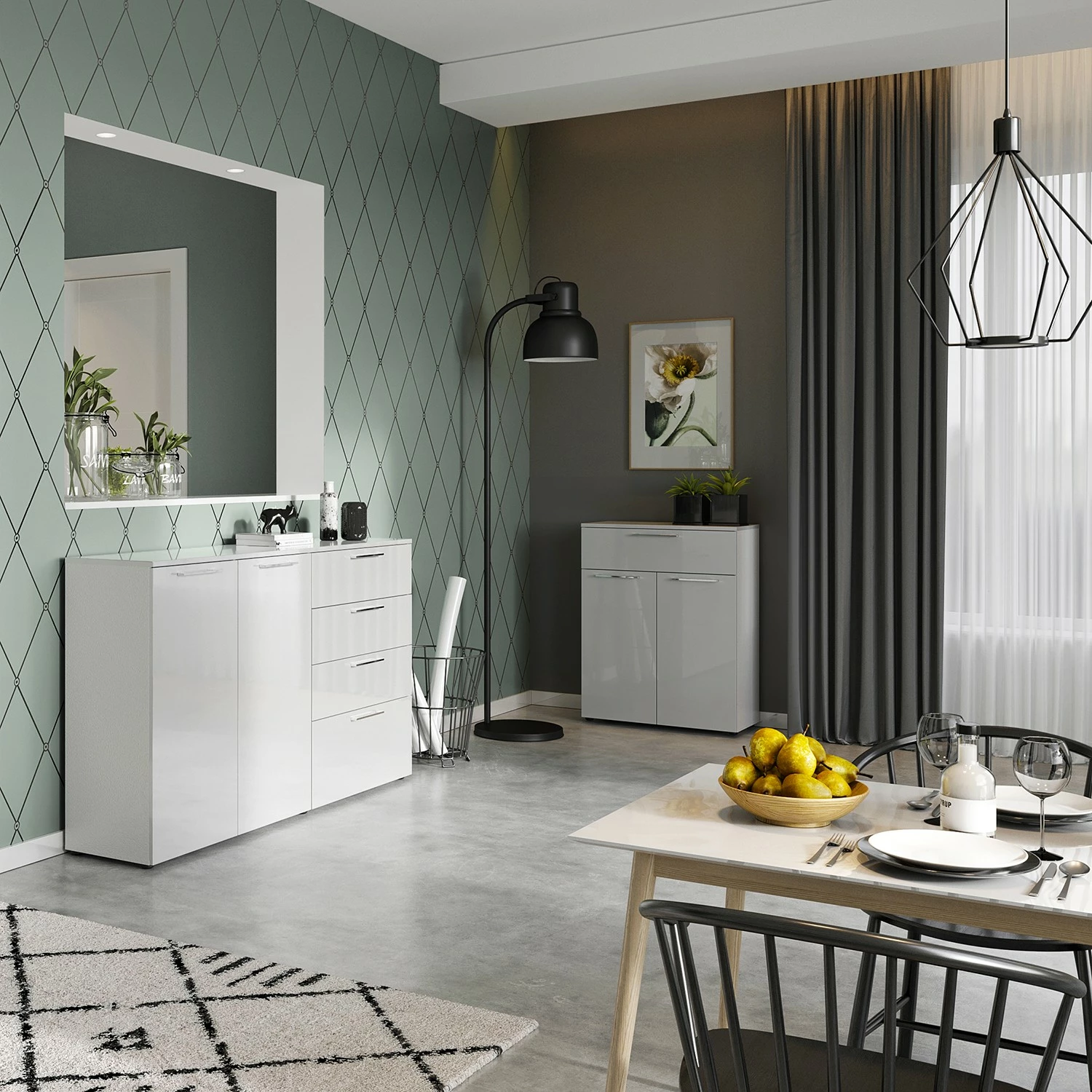 Germania Kommode Sunnyvale - Hochglanz Weiß / Matt Weiß 4 Germania Kommode Sunnyvale - Hochglanz Weiß / Matt Weiß – Bild 3