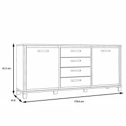 Red Living Sideboard Egan I - Eiche Artisan Dekor / Eiche Schwarz Dekor -Möbel Verkäufe 2024 1000270237 210609 06155900194 SKETCH DETAILS P000000001000270237 sketch