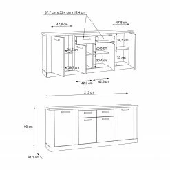 Ridgevalley Sideboard Moro II - Eiche Artisan Dekor / Grau -Möbel Verkäufe 2024 1000272379 210819 07024800129 SKETCH DETAILS P000000001000272379 sketch