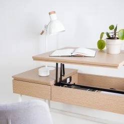 Loftscape Schreibtisch Neutra - (höhenverstellbar) - Eiche Dekor / Matt Weiß -Möbel Verkäufe 2024 1000272894 220520 030 DETAILS P000000001000272894