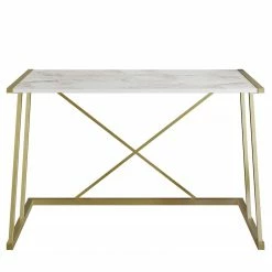 Red Living Schreibtisch Alea - Marmor Weiß Dekor / Gold