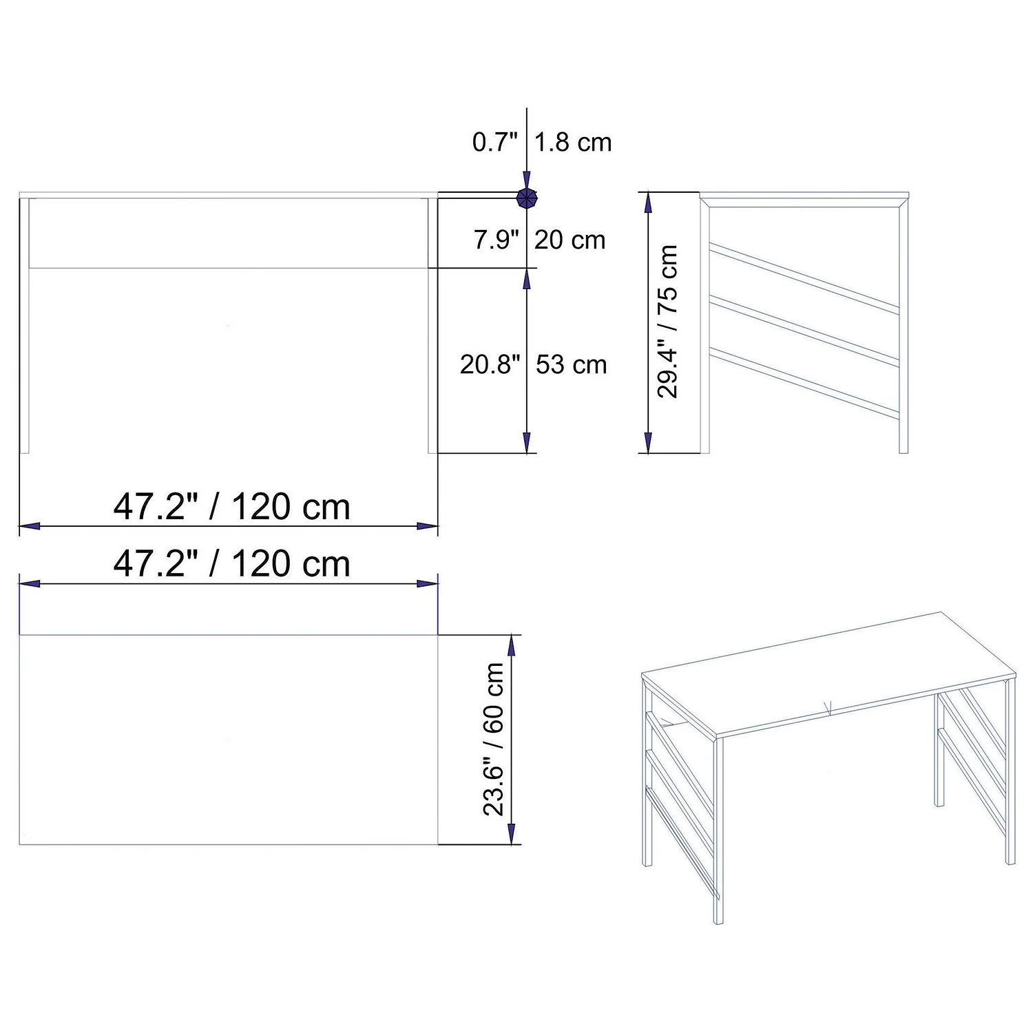Red Living Schreibtisch Aneta - Marmor Weiß Dekor 7 Red Living Schreibtisch Aneta - Marmor Weiß Dekor – Bild 5