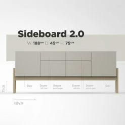 Studio Copenhagen Sideboard Cooby II - Muschelweiß / Eiche Hell -Möbel Verkäufe 2024 1000276948 211111 1449030000504 SKETCH DETAILS P000000001000276948 sketch