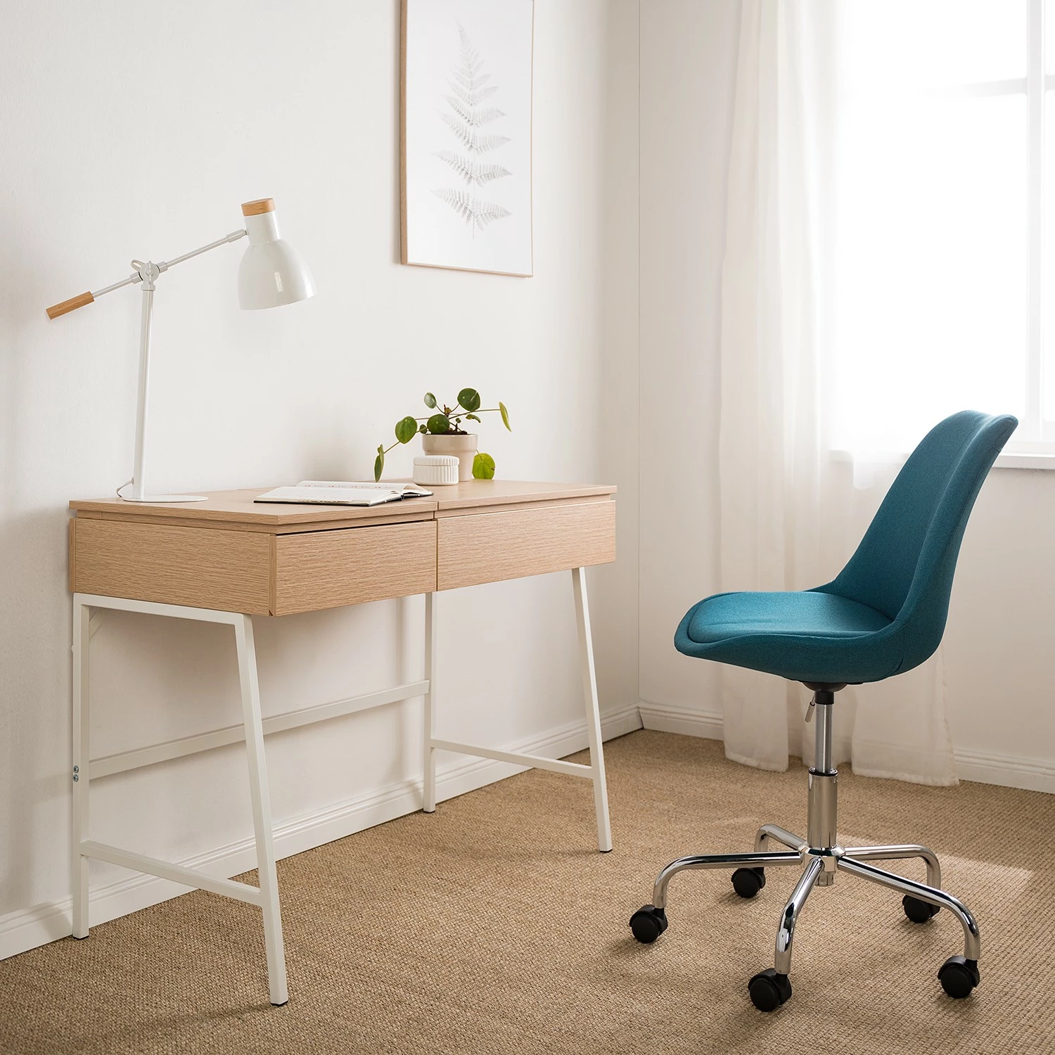 Mørteens Bürodrehstuhl Aledas - Webstoff Cors: Petrol - Chrom glänzend 4 Mørteens Bürodrehstuhl Aledas - Webstoff Cors: Petrol - Chrom glänzend – Bild 2