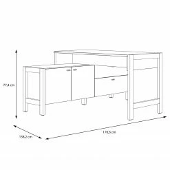 Fredriks Schreibtischkombination Holvik - Eiche Sonoma Dekor / Weiß -Möbel Verkäufe 2024 1000280666 210813 08154000065 SKETCH DETAILS P000000001000280666 sketch