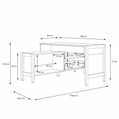 Fredriks Schreibtischkombination Holvik - Eiche Sonoma Dekor / Weiß -Möbel Verkäufe 2024 1000280666 210813 08154000066 SKETCH DETAILS P000000001000280666 sketch
